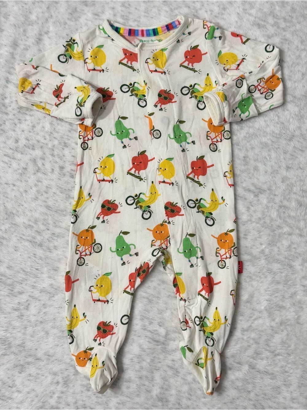 Magnetic Me Active Fruit Footie Sleeper Newborn Baby Modal Cream Neutral Sporty